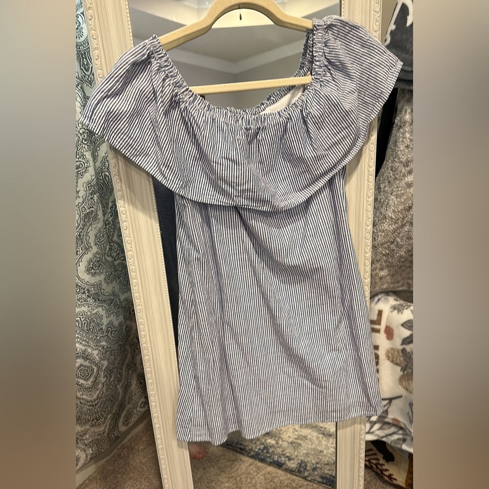 Nautical off the shoulder dress